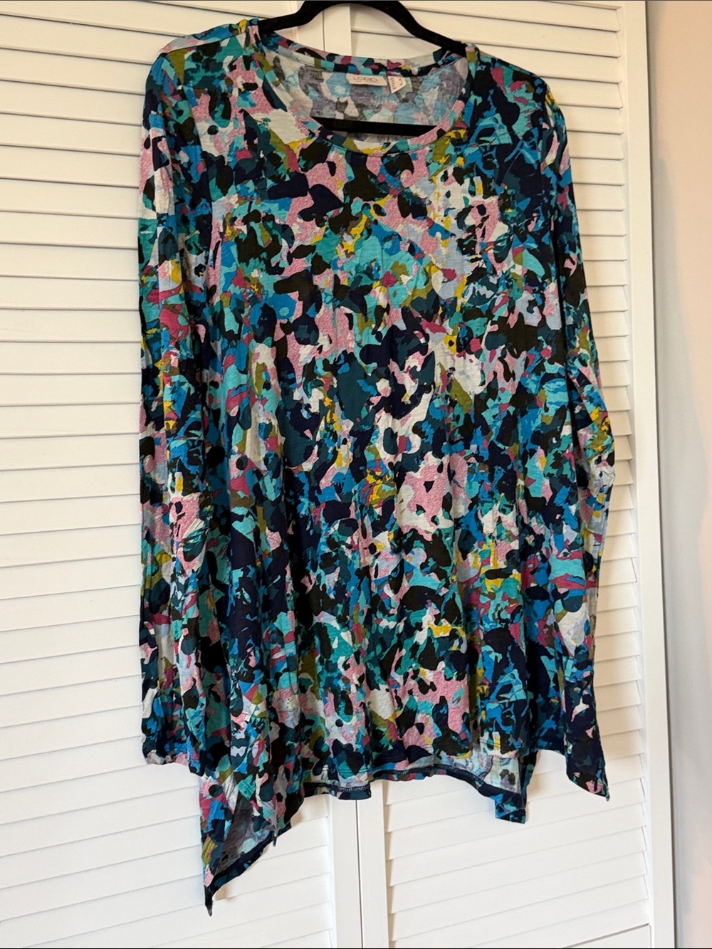 LOGO by Lori Goldstein Abstract Multicolor Long Sleeve Tunic
